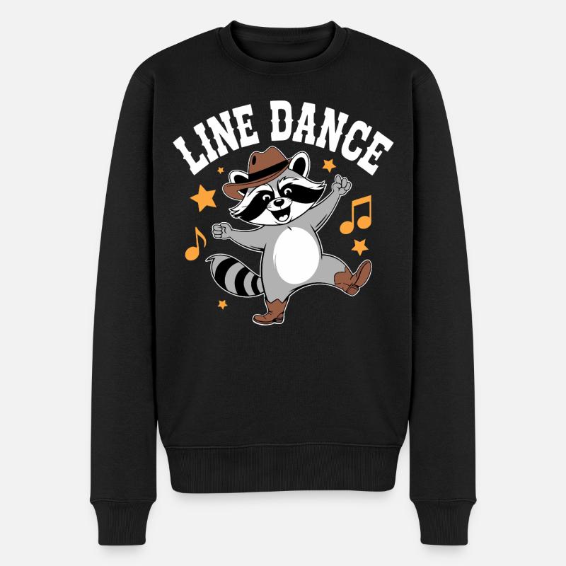 Line Dance Waschbär Groove - Männer Premium Bio Pullover - Schwarz