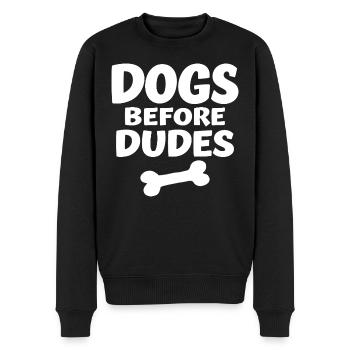 Dogs Before Dudes Dog Love Statement - Men's Premium Organic Jumper - black - Front - Nico (187cm)