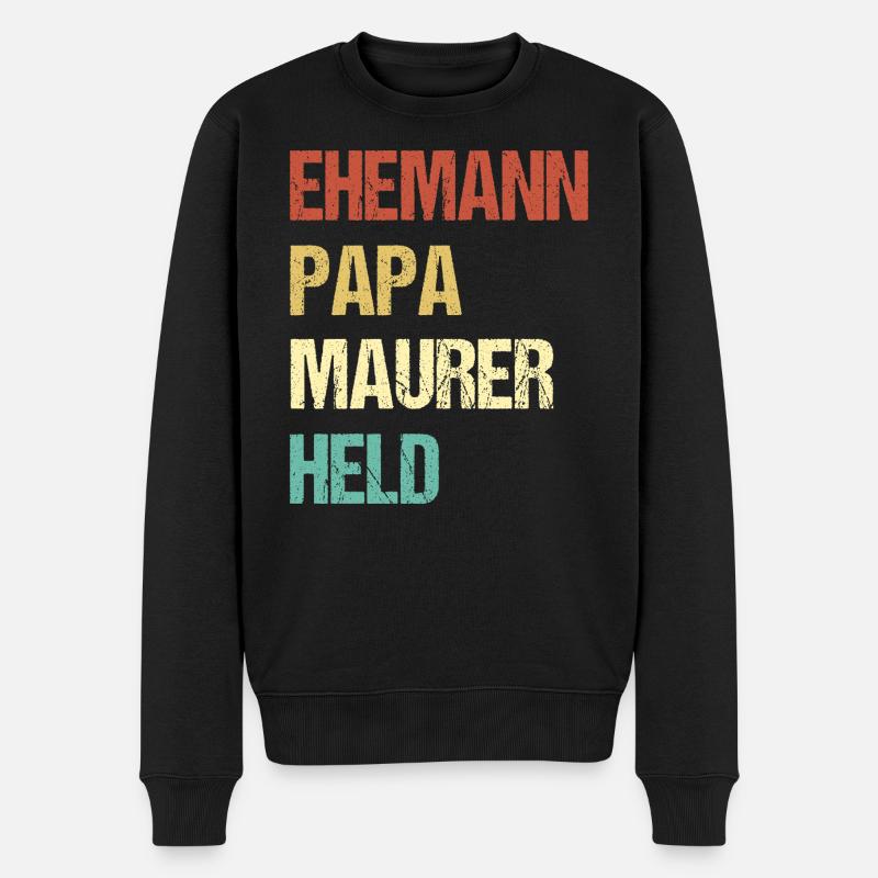 Maurer Papa - Männer Premium Bio Pullover - Schwarz
