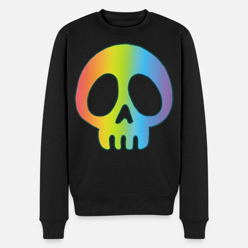 Mehrfarbiger Schädel - Männer Premium Bio Pullover - Schwarz