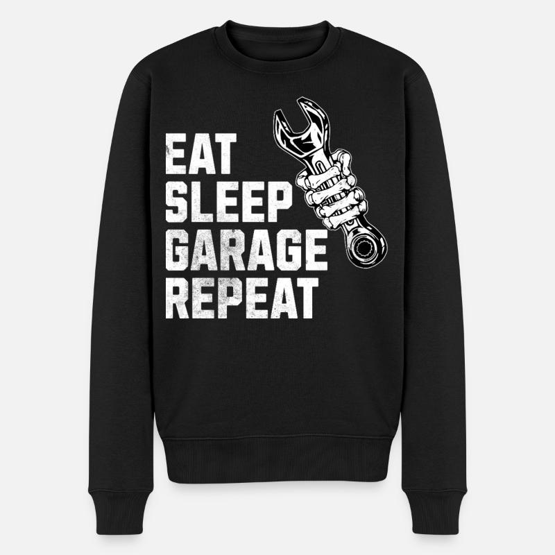 Eat Sleep Garage - Pull Premium bio Homme - noir