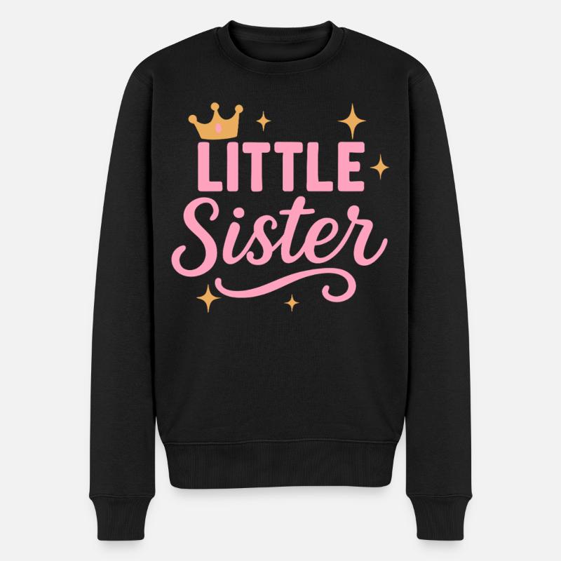 Kleine Schwester mit Prinzessin Krone - Männer Premium Bio Pullover - Schwarz
