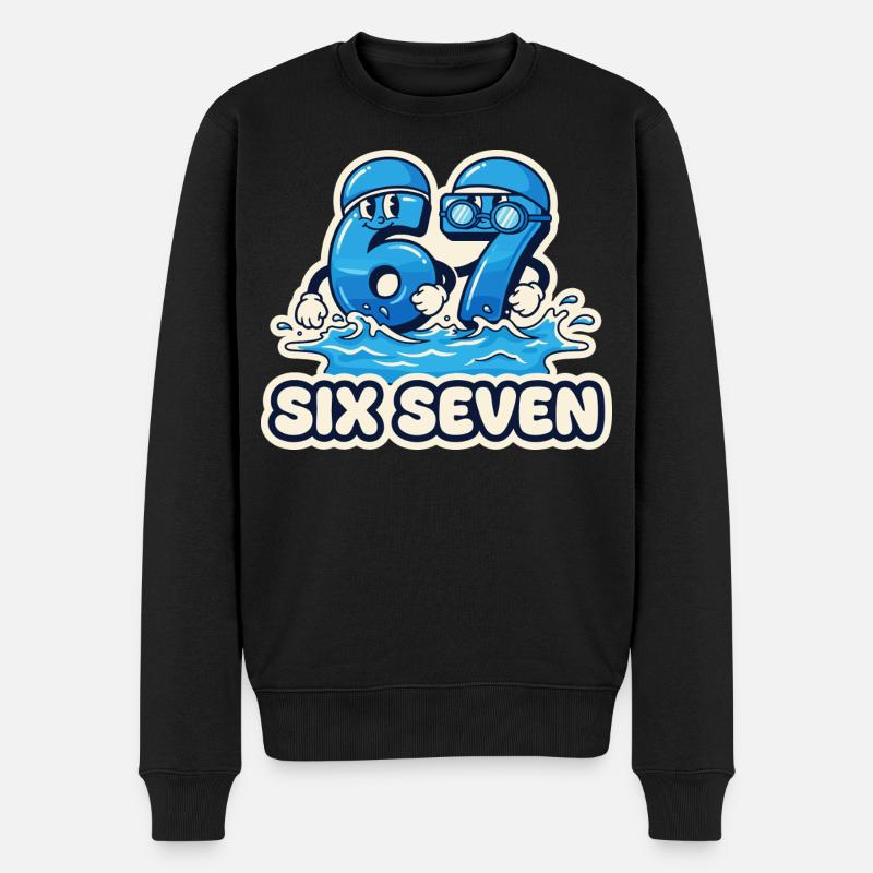 67 Meme Sechs Sieben Schwimmen Lustig Geschenk - Männer Premium Bio Pullover - Schwarz