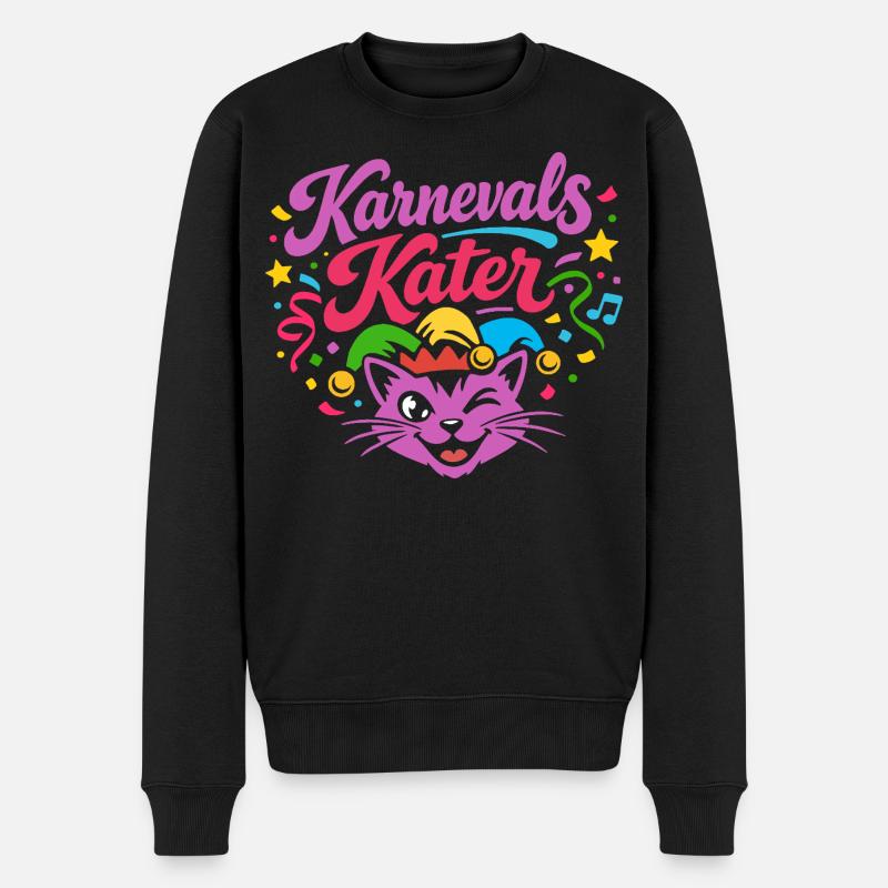 Karnevals Kater Fasching Kostüm - Männer Premium Bio Pullover - Schwarz
