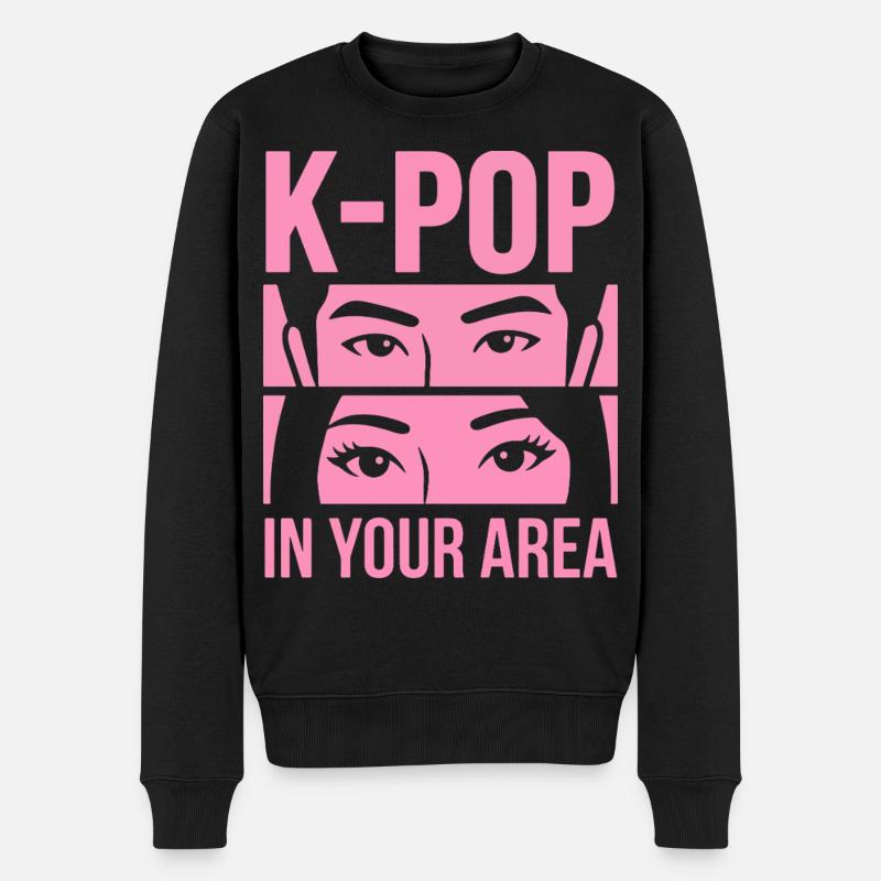 K-Pop Blick Pink in Area - Männer Premium Bio Pullover - Schwarz