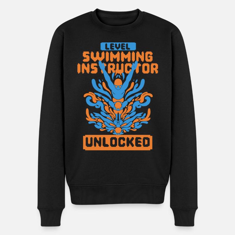 Schwimmlehrer Level Swimming Instructor Unlocked - Männer Premium Bio Pullover - Schwarz