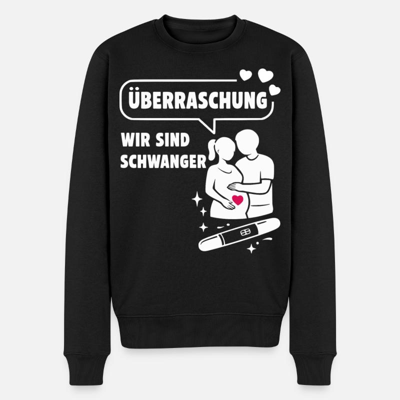 Überraschung: Wir sind schwanger - Männer Premium Bio Pullover - Schwarz