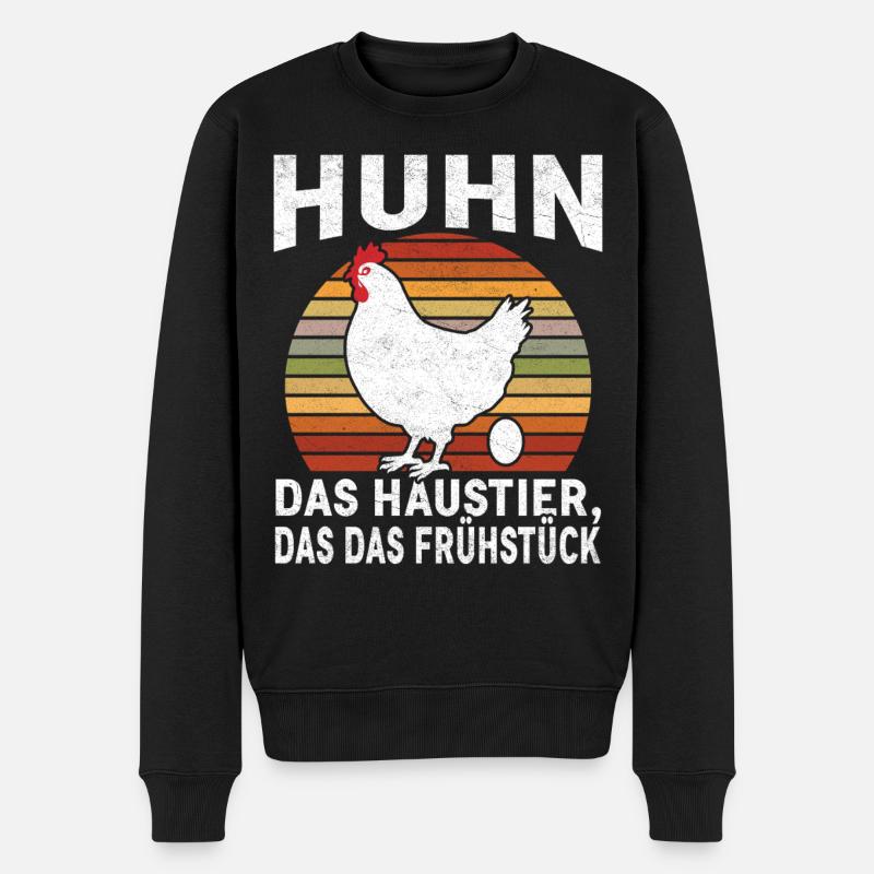 Humour Chicken Breakfast Rétro - Pull Premium bio Homme - noir