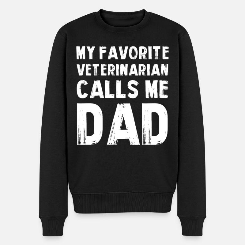 Mein Lieblings Tierarzt ruft Dad - Männer Premium Bio Pullover - Schwarz