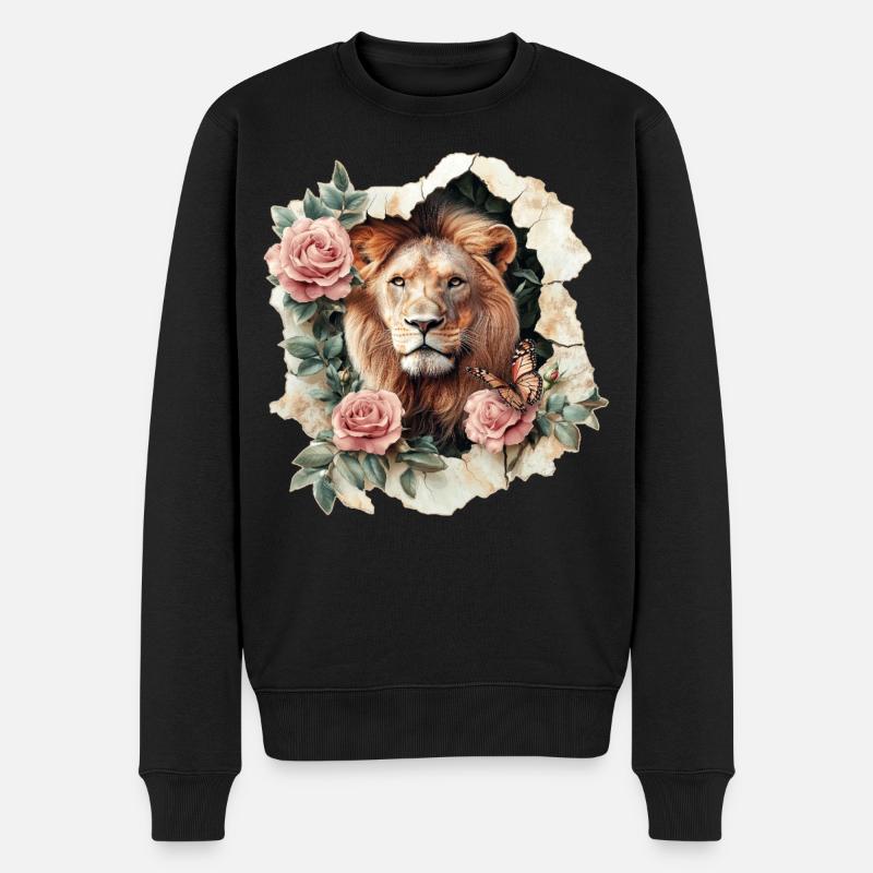 Löwe - Männer Premium Bio Pullover - Schwarz