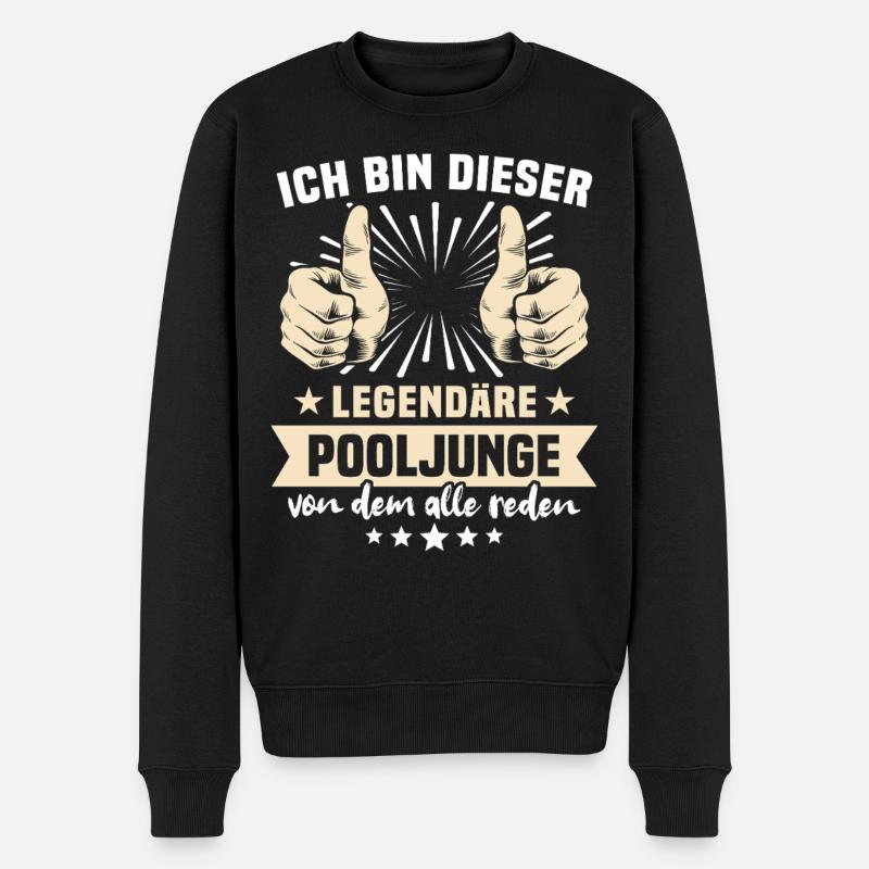 Pooljunge Sprüche - Männer Premium Bio Pullover - Schwarz