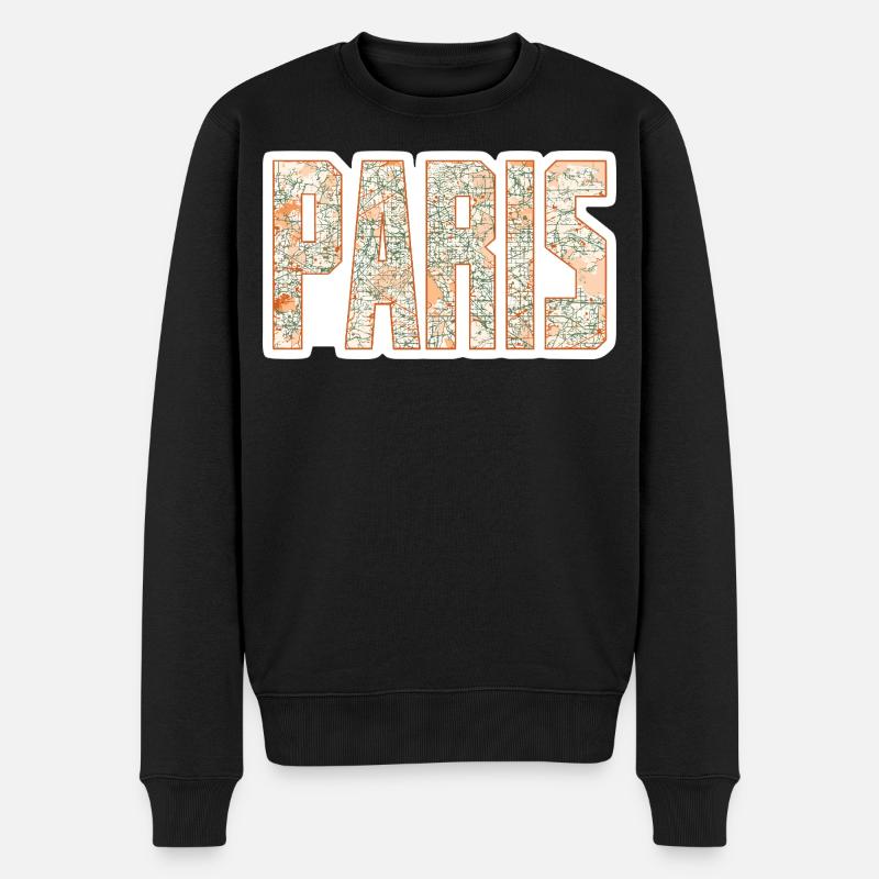 Paris Stadtplan - Männer Premium Bio Pullover - Schwarz