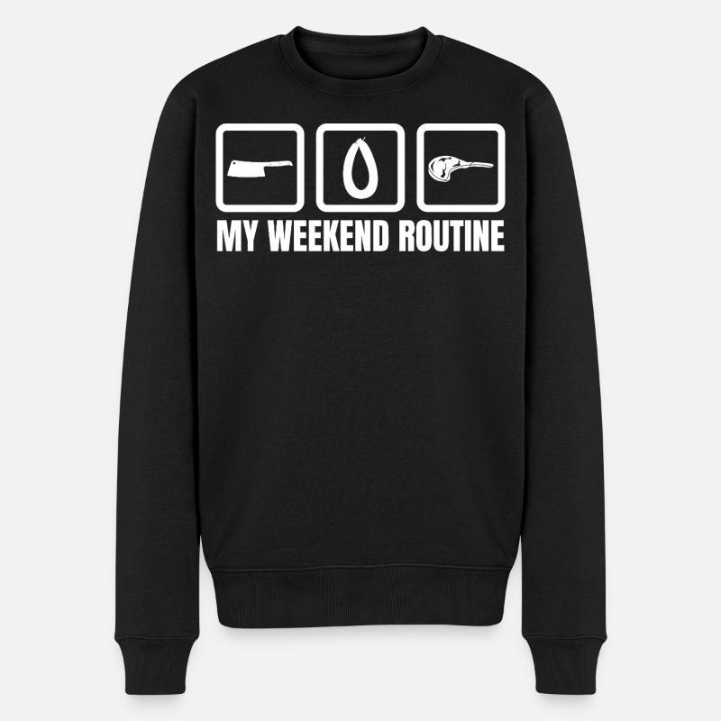 Metzger Wochenendroutine - Männer Premium Bio Pullover - Schwarz
