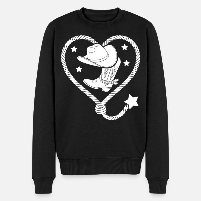 Herz Lasso Line Dance Stetson - Männer Premium Bio Pullover - Schwarz
