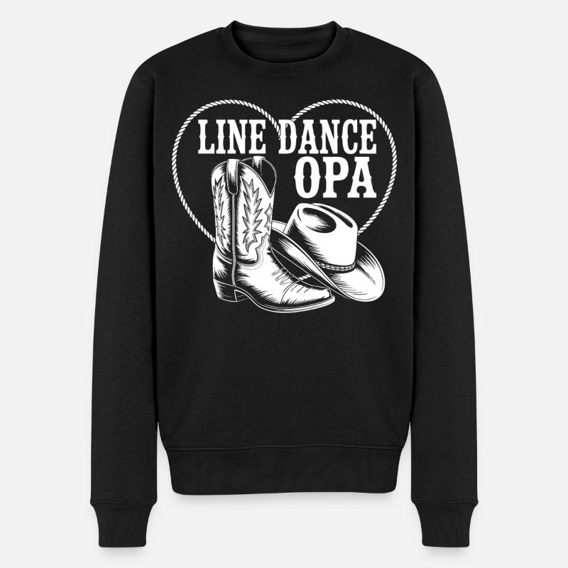 Line Dance Opa Herz Boot - Männer Premium Bio Pullover - Schwarz