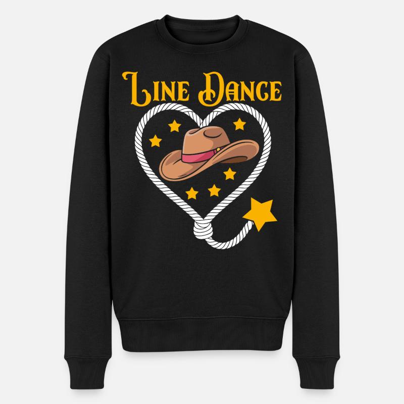 Line Dance Herz Hut - Männer Premium Bio Pullover - Schwarz