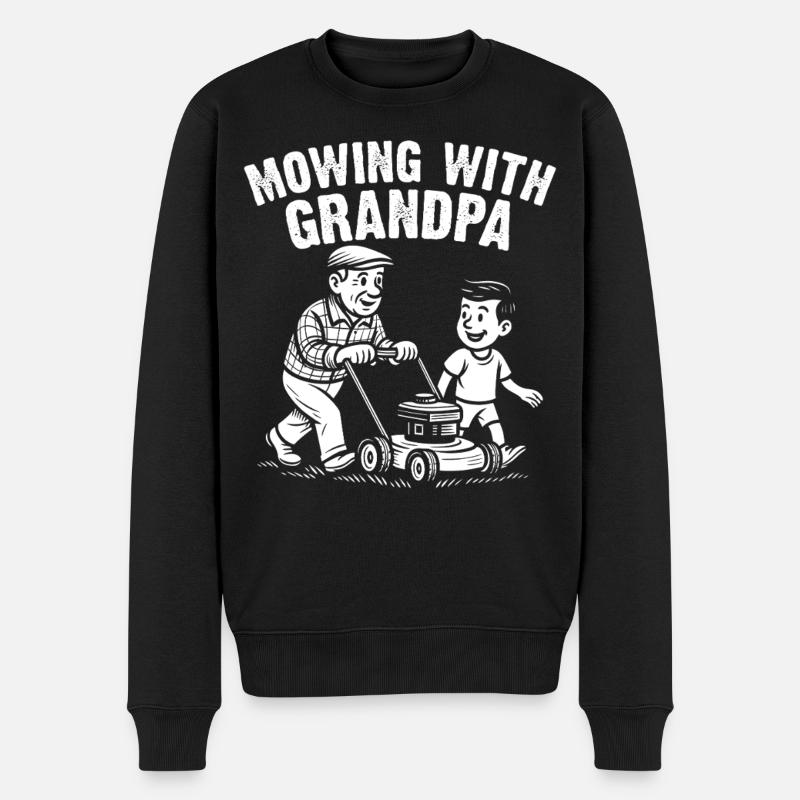 Mowing With Grandpa - Männer Premium Bio Pullover - Schwarz