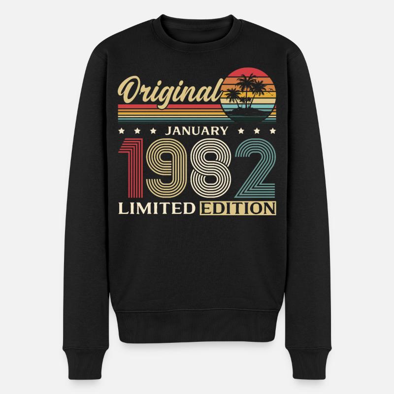 44e anniversaire Original janvier 1982 - Pull Premium bio Homme - noir