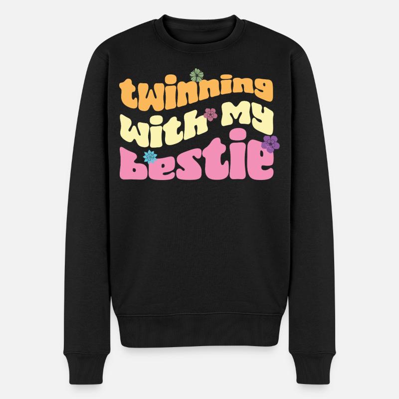Mit meiner Bestie twinning - Männer Premium Bio Pullover - Schwarz