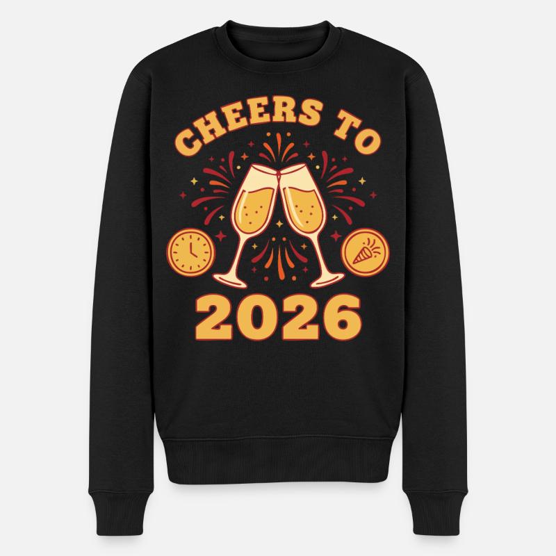 Prost auf die Neujahrsfeier 2026 - Männer Premium Bio Pullover - Schwarz