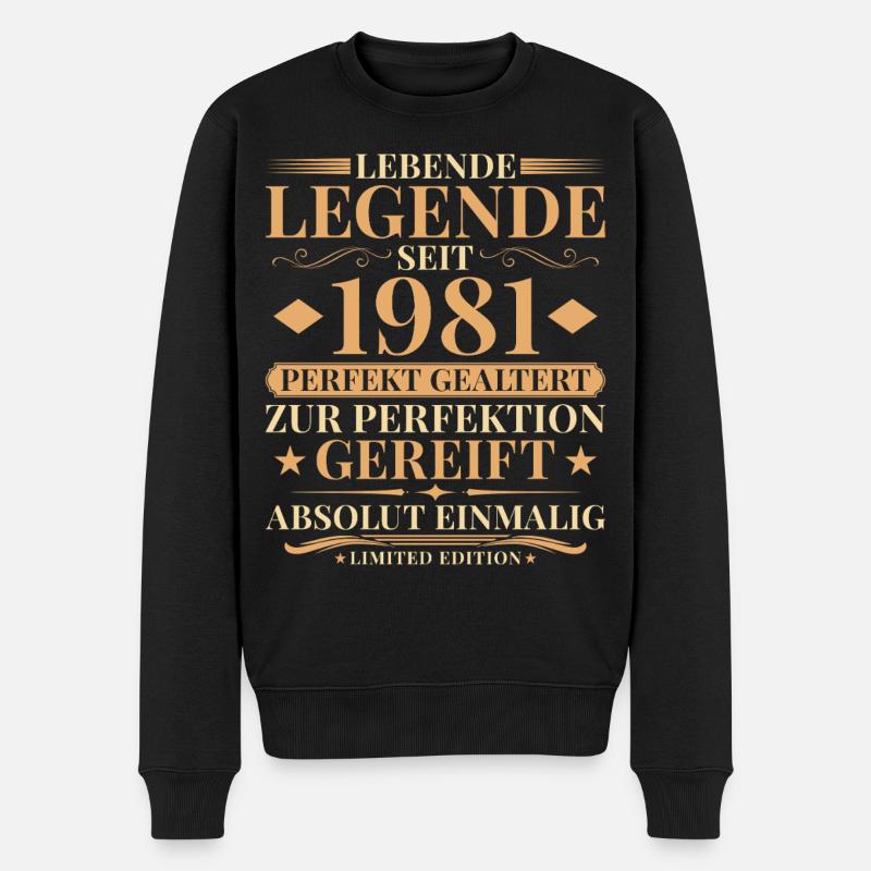 45. Geburtstag Perfekt gealtert seit 1981 - Männer Premium Bio Pullover - Schwarz