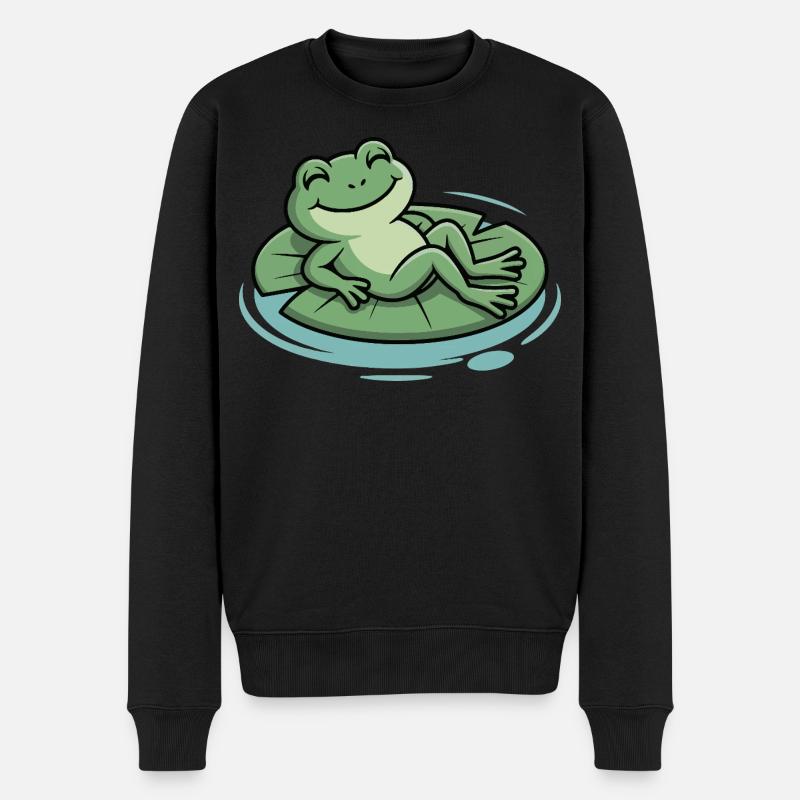 Grenouille froide sur un coussin feuille - Pull Premium bio Homme - noir