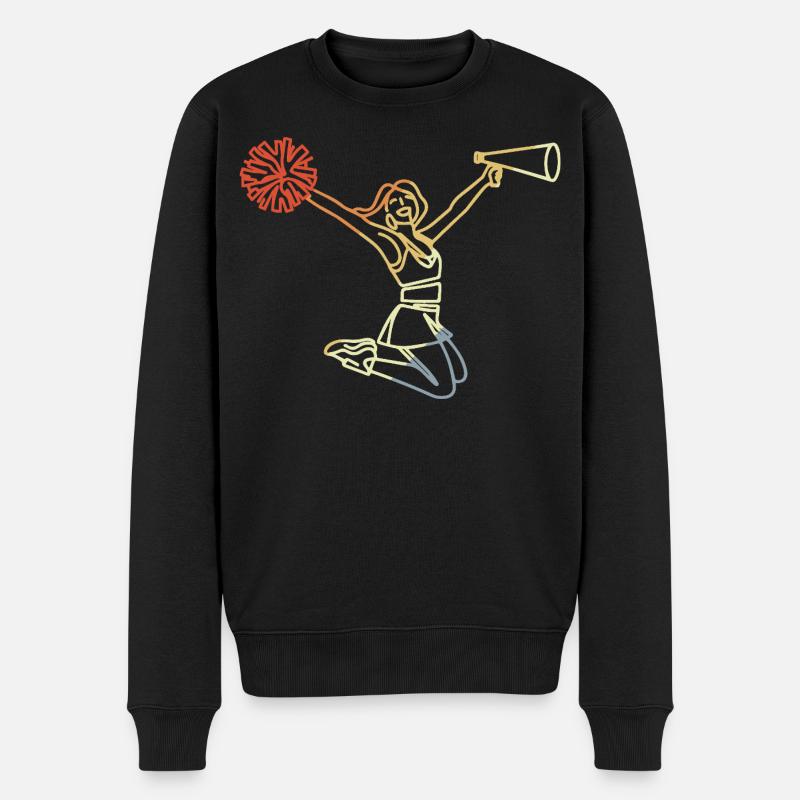 Retro Cheerleaderin Skizze - Männer Premium Bio Pullover - Schwarz