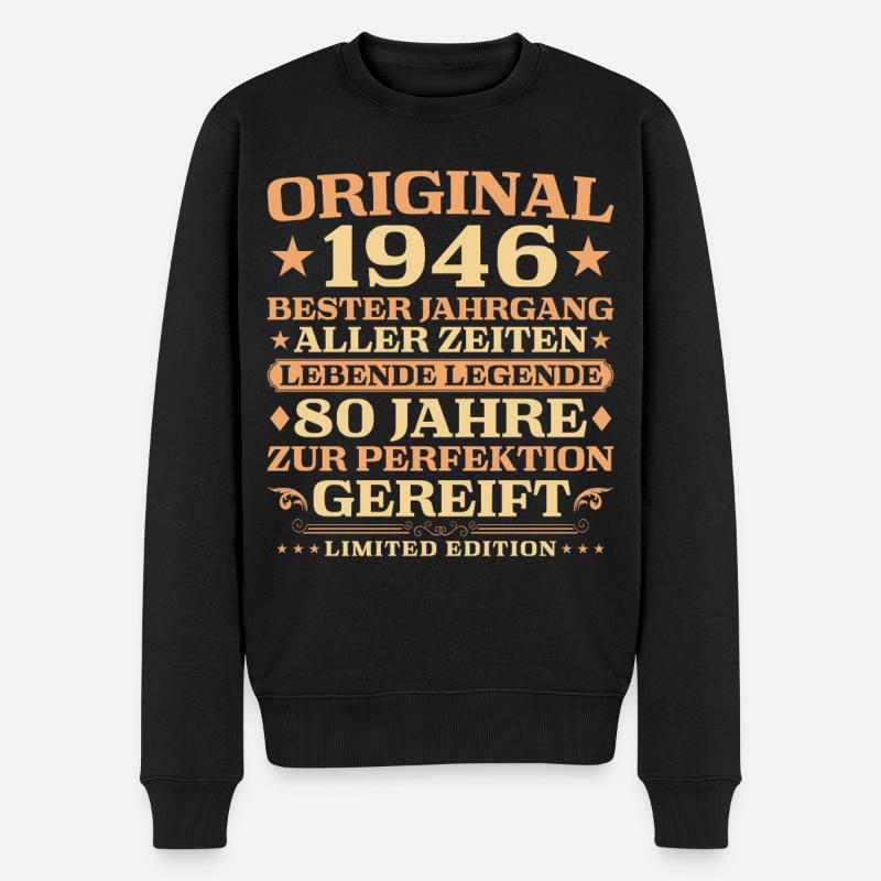 80. Geburtstag Lebende Legende 1946 Jahrgang - Männer Premium Bio Pullover - Schwarz