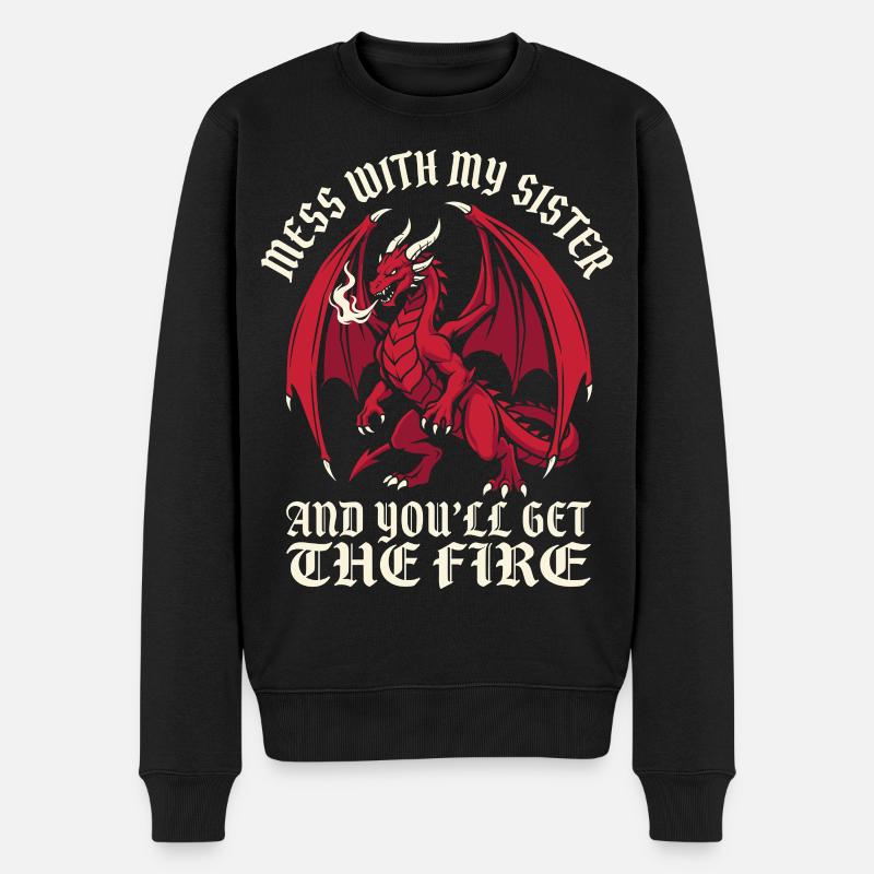 Drachenliebhaber lustiger Bruder - Männer Premium Bio Pullover - Schwarz