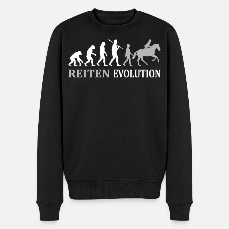 Reiten Evolution – Vom Affen zum Reiter - Männer Premium Bio Pullover - Schwarz
