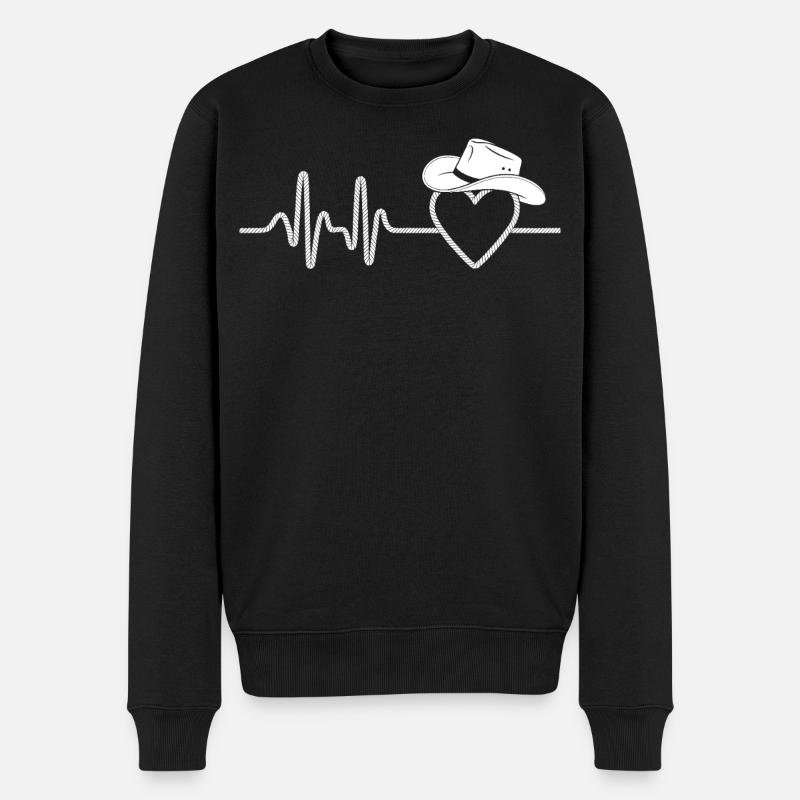 Herzschlag mit Hut Silhouette - Männer Premium Bio Pullover - Schwarz