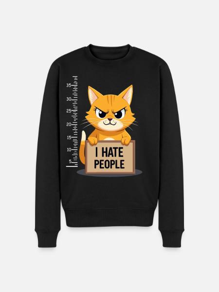 Griesgrämige Katze I Hate People Polizeifoto - Men's Premium Organic Jumper - black