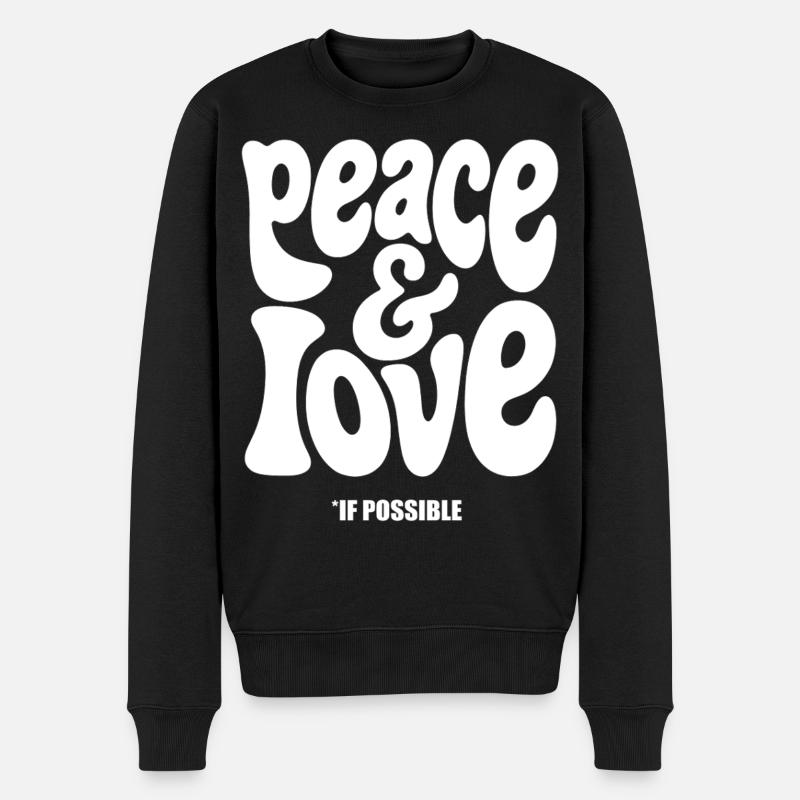 PEACE LOVE #2 - let's talk - Pull Premium bio Homme - noir