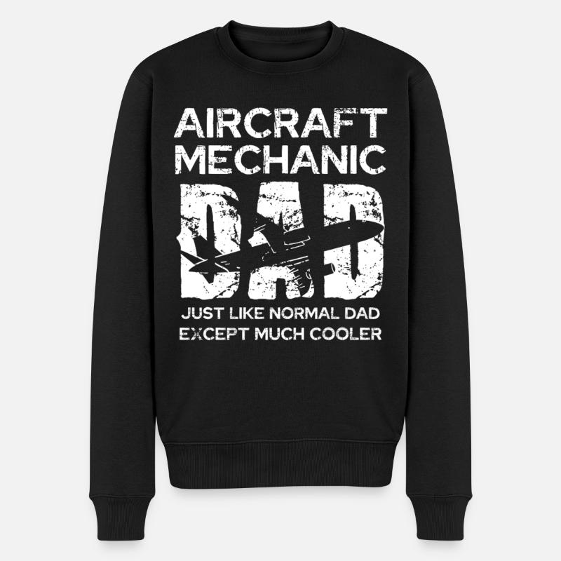 Flugzeugmechaniker Papa: Einzigartig - Männer Premium Bio Pullover - Schwarz