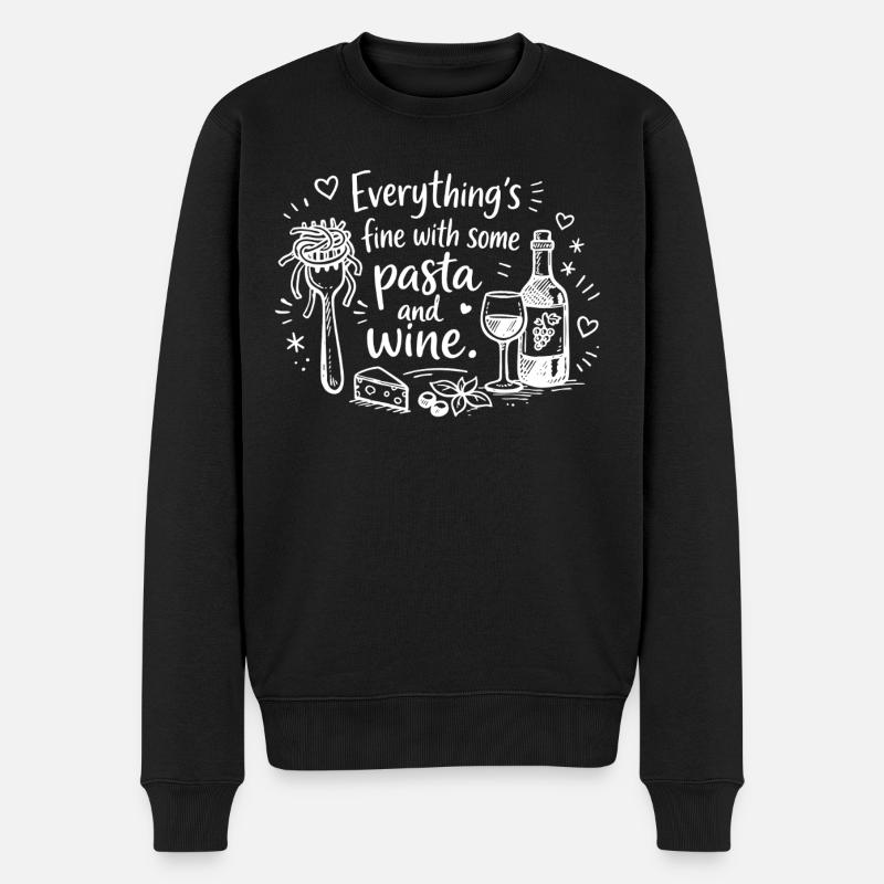 Everything’s Fine With Pasta And Wine - Männer Premium Bio Pullover - Schwarz