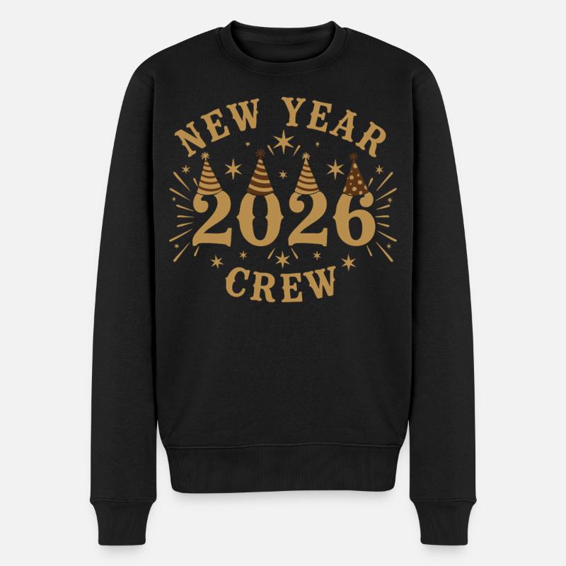 Neujahrscrew 2026 feiert Party-Spaß - Männer Premium Bio Pullover - Schwarz