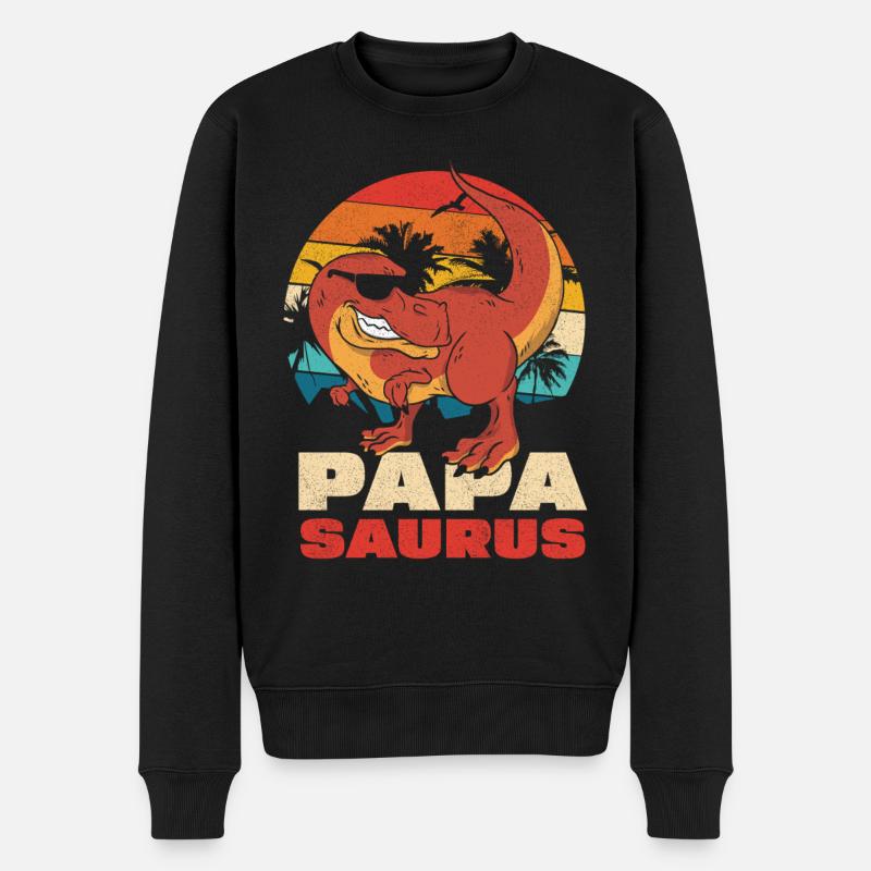 Papasaurus Retro Sunset - Pull Premium bio Homme - noir
