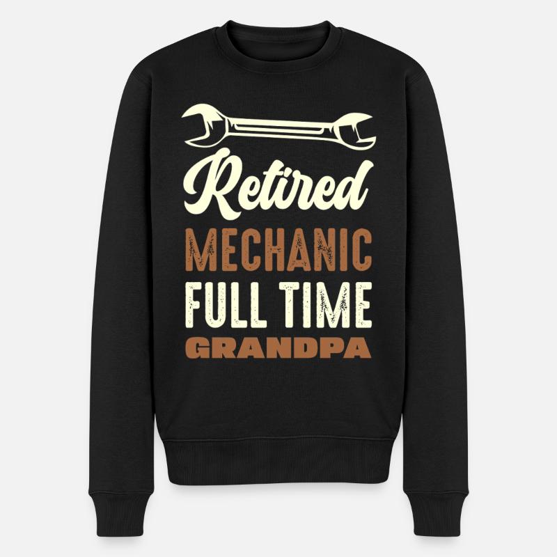Retired Mechanic Grandpa - Männer Premium Bio Pullover - Schwarz