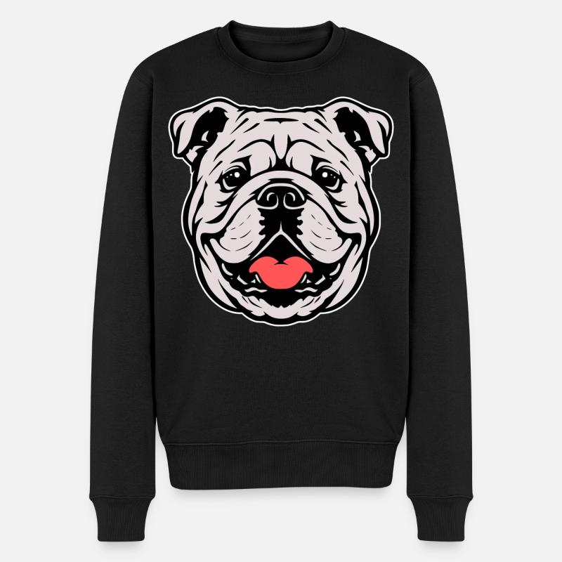 Bulldogge Kopf Illustration - Männer Premium Bio Pullover - Schwarz