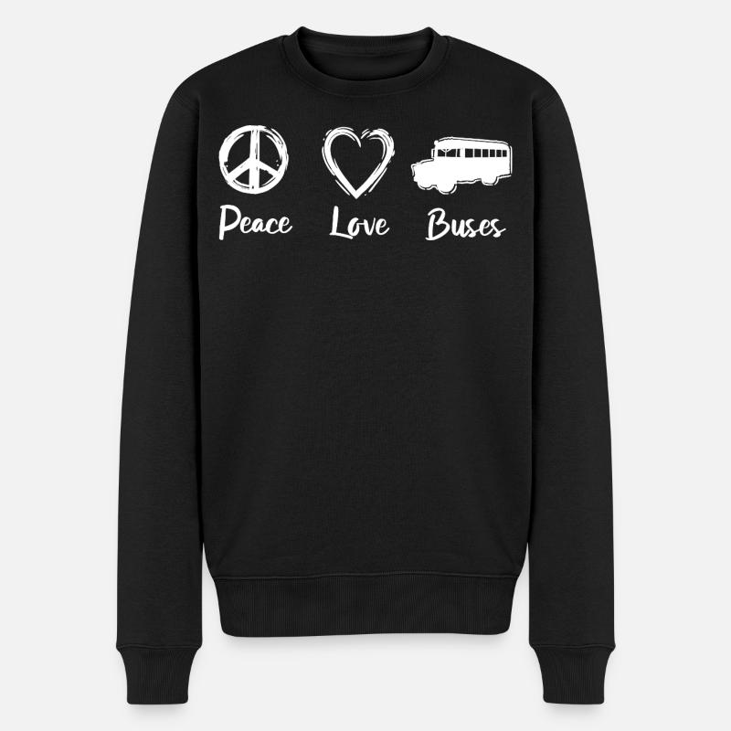 Frieden Liebe Busse - Männer Premium Bio Pullover - Schwarz