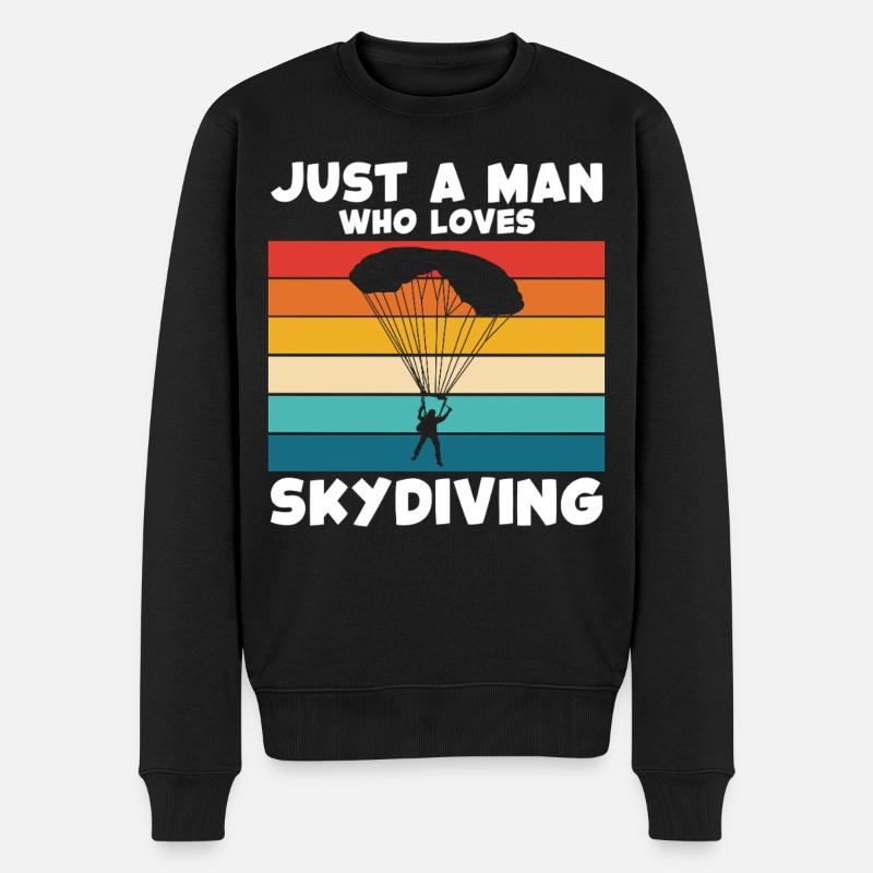 Parachutisme Arc-en-ciel rétro - Pull Premium bio Homme - noir