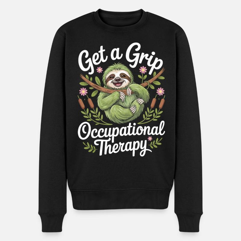 Get a Grip Occupational Therapy Sloth - Männer Premium Bio Pullover - Schwarz
