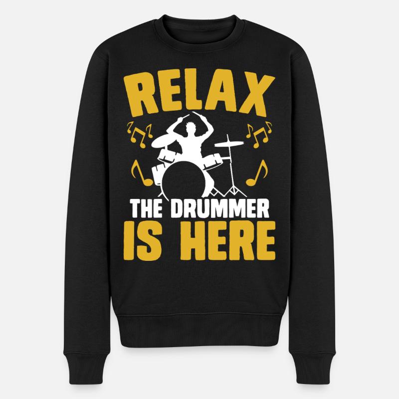 Drummer Schlagzeug - Männer Premium Bio Pullover - Schwarz