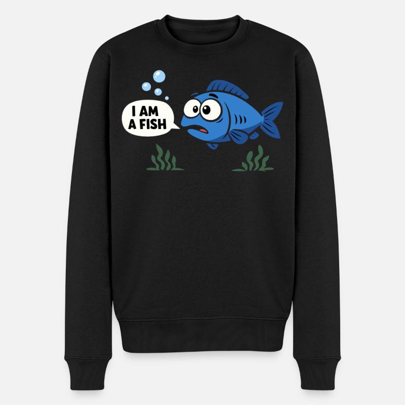 Blauer Fisch Kostüm Meerestier Karneval Fasching - Männer Premium Bio Pullover - Schwarz