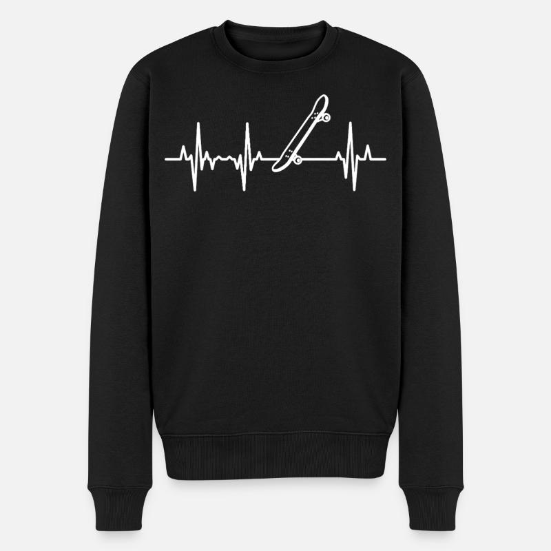 Skateboard EKG Herzlinie - Männer Premium Bio Pullover - Schwarz
