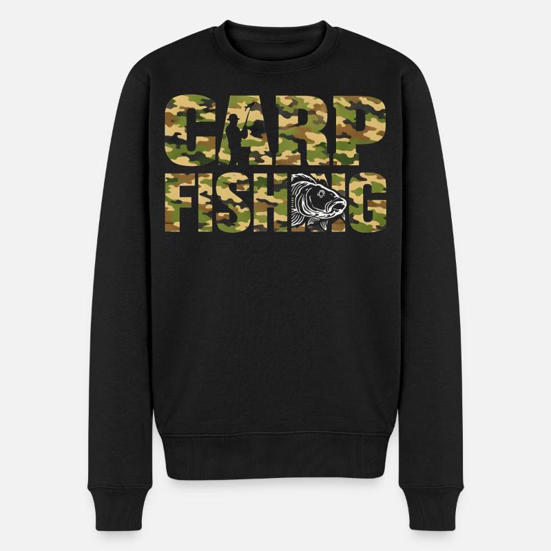 Carp Fishing Karpfenangeln Camouflage Style - Männer Premium Bio Pullover - Schwarz
