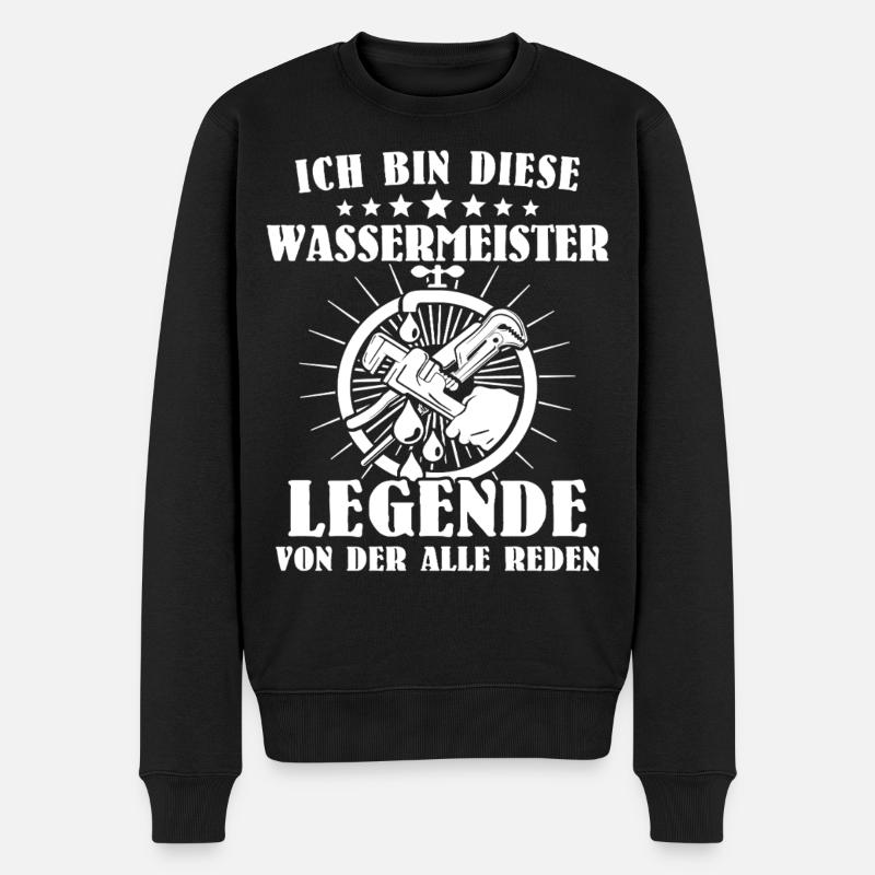 Wassermeister - Männer Premium Bio Pullover - Schwarz
