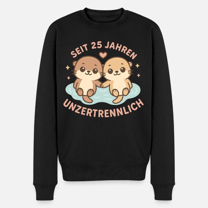 Seit 25 Jahren Otterliebe, unzertrennliches Paar - Männer Premium Bio Pullover - Schwarz
