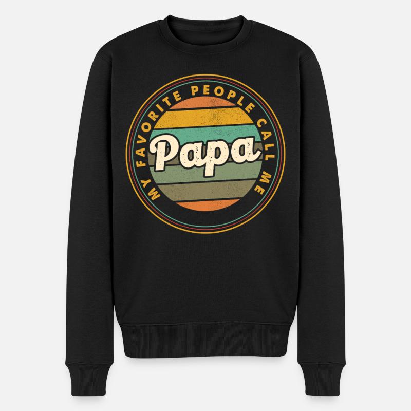 Papa Retro Badge: Lieblingsmensch - Männer Premium Bio Pullover - Schwarz