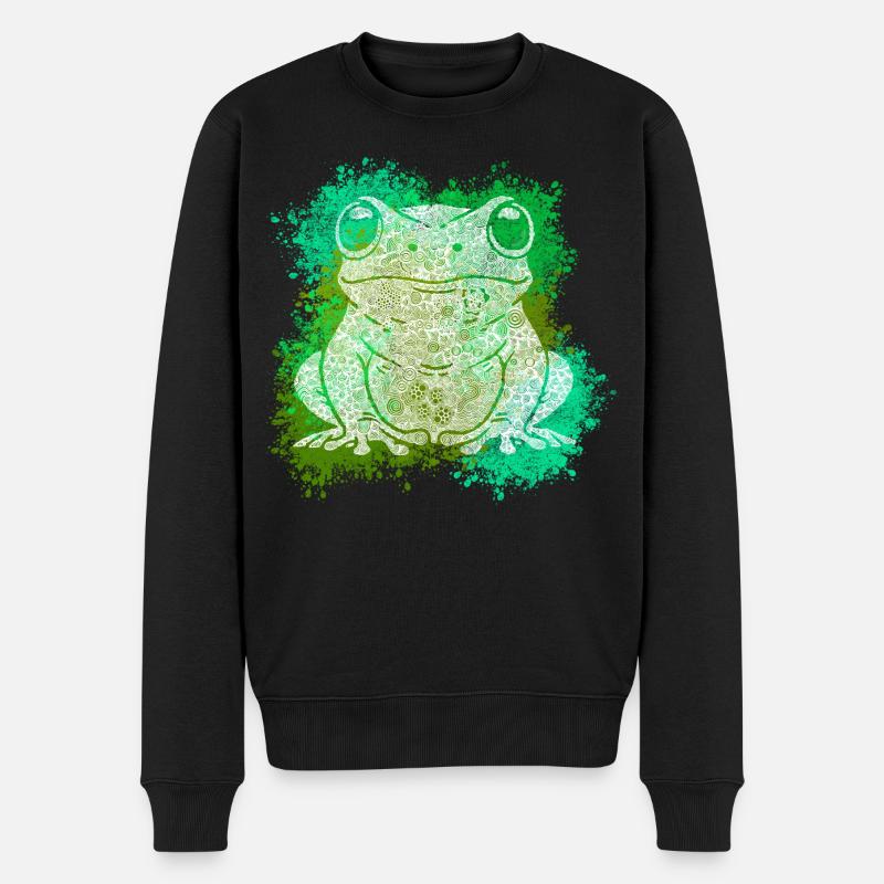 Zentangle-Frosch - Männer Premium Bio Pullover - Schwarz